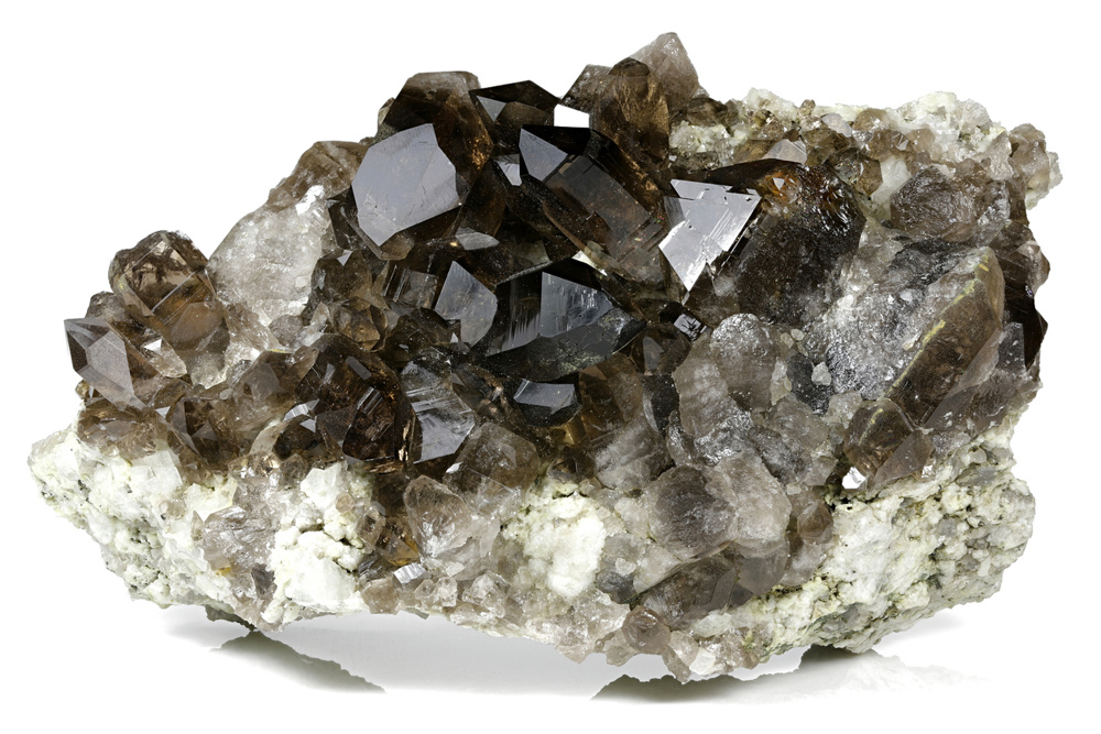 Smoky quartz from Mount Galenstock, Uri, Switzerland isolated on white background