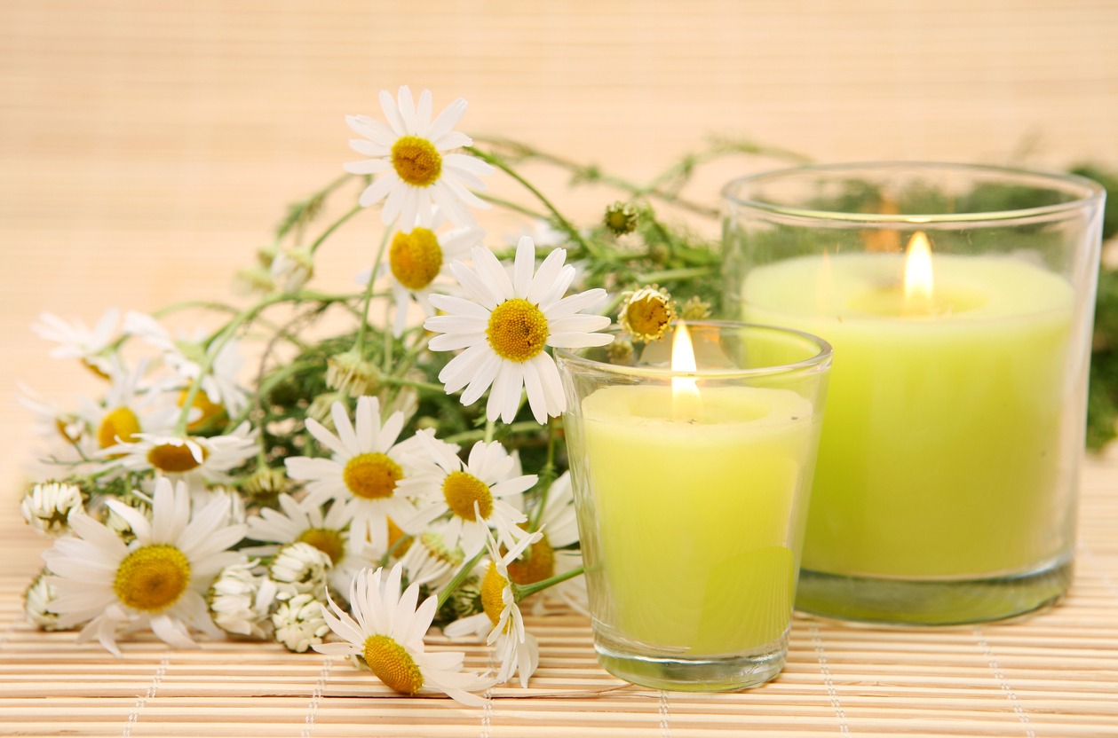 chamomile and candle